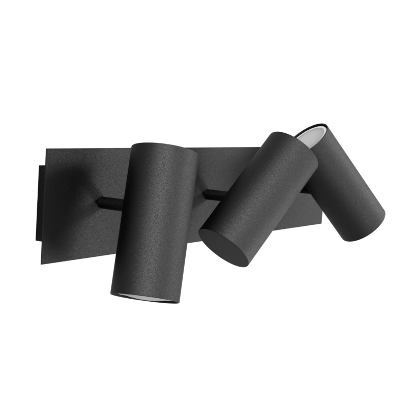 APPLIQUE SPOT IN METALLO ORIENTABILE NERO 48X15CM X 3 GU10