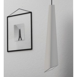 PENDENTE IN GESSO CERAMICO DALLA FORMA ASIMMETRICA 30X37 COMPLETO DI PORTA LAMPADA GU10, MOLLA BIANCA, FILO DA 1,5MT E COPPA IN