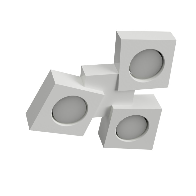 PLAFONE IN GESSO CERAMICO LINEA A TRE TRAPEZI 37X33 H6 COMPLETO DI PORTA LAMPADA 3 GX53