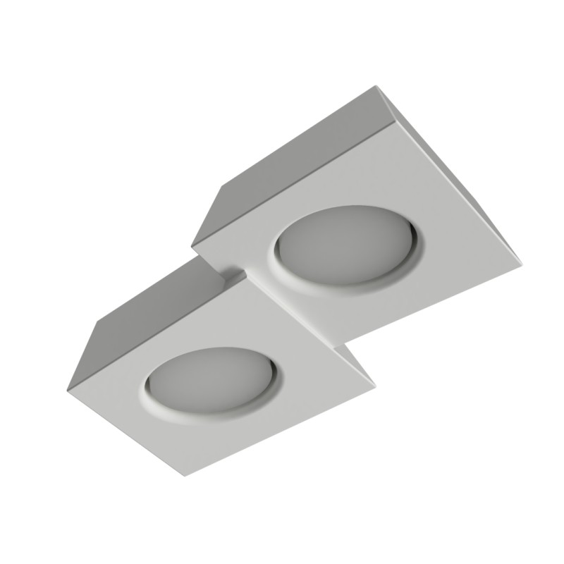 PLAFONE IN GESSO CERAMICO LINEA A DUE TRAPEZI 33X19 H6 COMPLETO DI PORTA LAMPADA 2 GX53