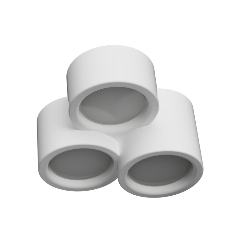 PLAFONE IN GESSO CERAMICO LINEA A TRE CILINDRI DI DIVERSE ALTEZZE COMPLETO DI PORTA LAMPADA 3 GX53