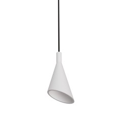 PENDENTE IN GESSO CERAMICO VERNICIABILE DALLA FORMA CONICA 27CM COMPLETO DI PORTA LAMPADA GU10,MOLLA BIANCA,FILO DA 1,5MT