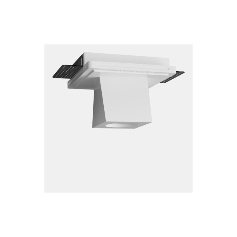 PORTAFARETTO DA INCASO IN GESSO CERAMICO 14X14 H3,5 DALLA FORMA CUBICA CON ASSE DISALLINEATO SPORGENZA 7CM COMPLETO DI PORTA LA
