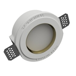 PORTAFARETTO DA INCASSO IN GESSO CERAMICO CON GHIERAIN METALLO ORO PER 1 GX53 DIAMETRO 13X13XH6,5CM