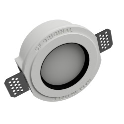 PORTAFARETTO DA INCASSO IN GESSO CERAMICO CON GHIERAIN METALLO NERA PER 1 GX53 DIAMETRO 13X13XH6,5CM