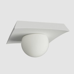SFERA1 PLAFONE IN GESSO CERAMICO CON UNA PARTE SFERICA IN  VETRO OPACO 22X22XH12 ATTACCO GX53
