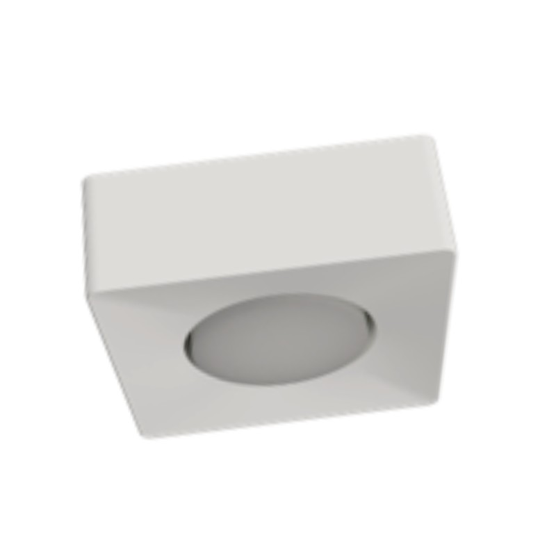 PLAFONE IN GESSO CERAMICO DALLA FORMA SQUADRATA 14X14CM X H 5,2CM  COMPLETO DI PORTALAMPADA GX53
