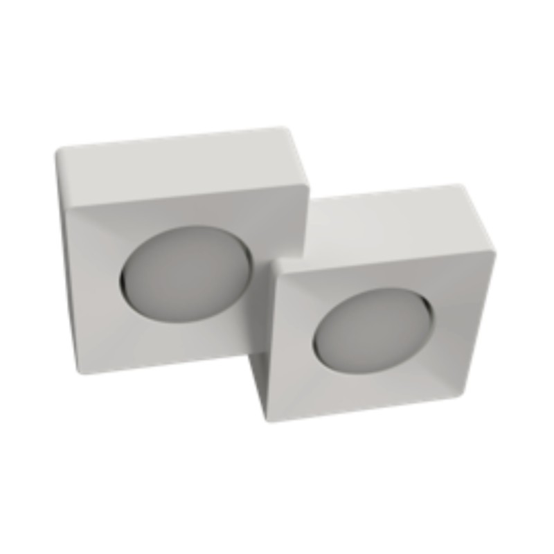 PLAFONE IN GESSO CERAMICO DALLA FORMA SQUADRATA 32CM H 5,2X6,2CM COPLETO DI 2 PORTALAMPADA GX53