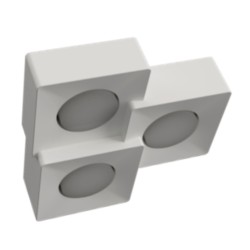 PLAFONE IN GESSO CERAMICO DALLA FORMA SQUADRATA 26X26,8CM H 5,2X6,2X7,2CM COMPLETO DI 3 PORTALAMPADA GX53