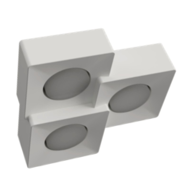 PLAFONE IN GESSO CERAMICO DALLA FORMA SQUADRATA 26X26,8CM H 5,2X6,2X7,2CM COMPLETO DI 3 PORTALAMPADA GX53