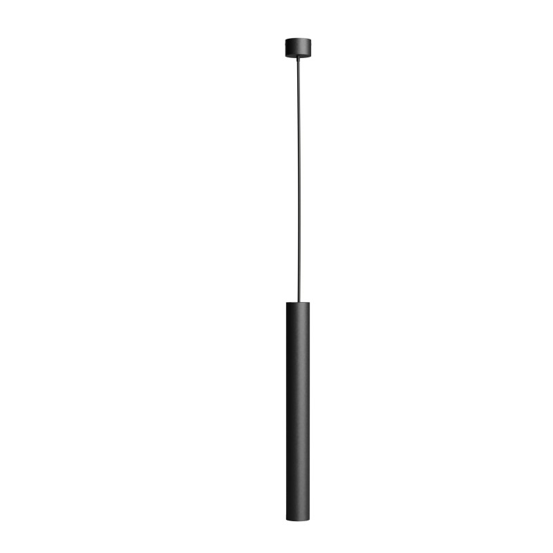 NL PENDENTE IN ALLUMINIO NERO 50CM DIAMETRO 5,5CM ATTACCO GU10 COMPLETO DI COPPA NERA E CAVO GOMMATO NERO 2MT