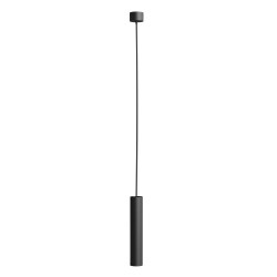 NS PENDENTE IN ALLUMINIO NERO 30CM DIAMETRO 5,5CM ATTACCO GU10 COMPLETO DI COPPA NERA E CAVO GOMMATO NERO 2MT