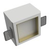 PORTAFARETTO DA INCASSO IN GESSO CERAMICO QUADRATO CON GHIERADI METALLO A FILO ORO PER 1 GX53 11,5X11,5XH8