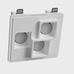 PORTAFARETTO DA INCASSO IN GESSO CERAMICO 33X30 H7 COMPLETO DI PORTA LAMPADA 3 XG53 CON ALETTE REGOLABILI