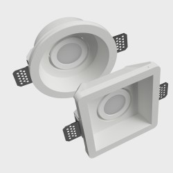 PORTAFARETTO DA INCASSO IN GESSO CERAMICO ORIENTABILE ATTACCO GU10 ROTONDO DIAMETRO 15XH6CM COMPLETO DI PORTALAMPADE E MOLLA