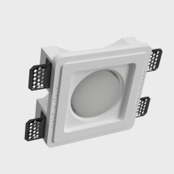 PORTAFARETTO DA INCASSO IN GFESSO CERAMICO 15X15 H5,5 COMPLETO DI PORTA LAMPADA GX53 CON ALETTE REGOLABILI