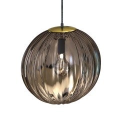 LAMPADARIO IN VETRO + METALLO X 1 E27 D.20CM COLORE AMBRA