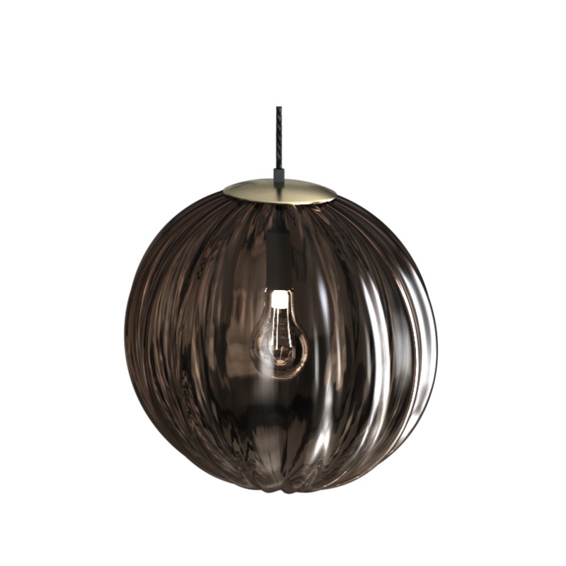 LAMPADARIO IN VETRO + METALLO X 1 E27 D.20CM COLORE FUME'