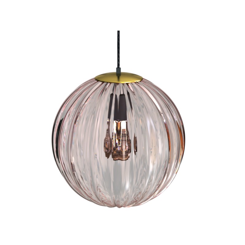 LAMPADARIO IN VETRO + METELLO X 1 E27 D.20CM TRASPARENTE