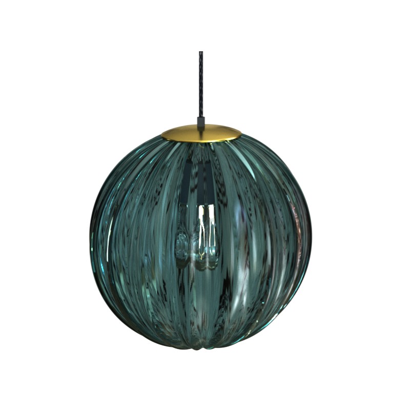 LAMPADARIO IN VETRO + METALLO X 1 E27  D.20CM COLORE VERDE