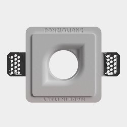 PORTAFARETTO DA INCASSO IN GESSO CERAMICO 12X12 H 8,5 CM COMLETO DI PORTA LAMPADA ANTISHOCK GU10 E MOLLA X BLOCCO BIANCA