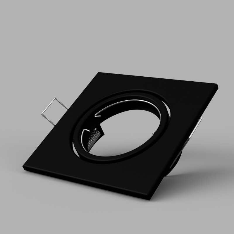 PORTAFARETTO IN METALLO  ORIENTABILE PER 1 GU10 QUADRATO 82MM NERO
