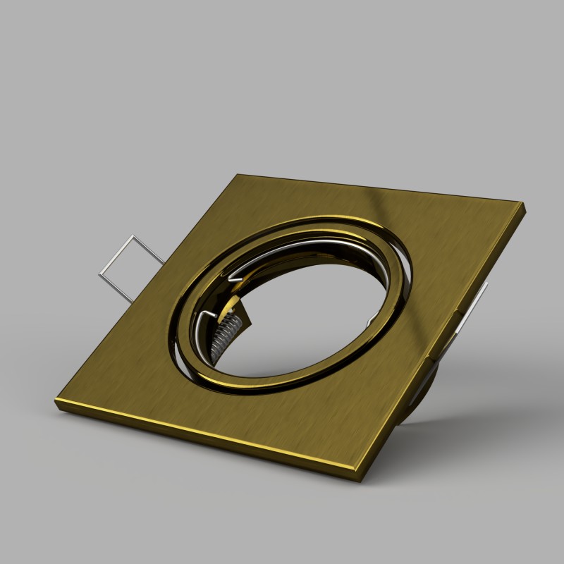 PORTAFARETTO IN METALLO  ORIENTABILE PER 1 GU10 QUADRATO 82MM ORO