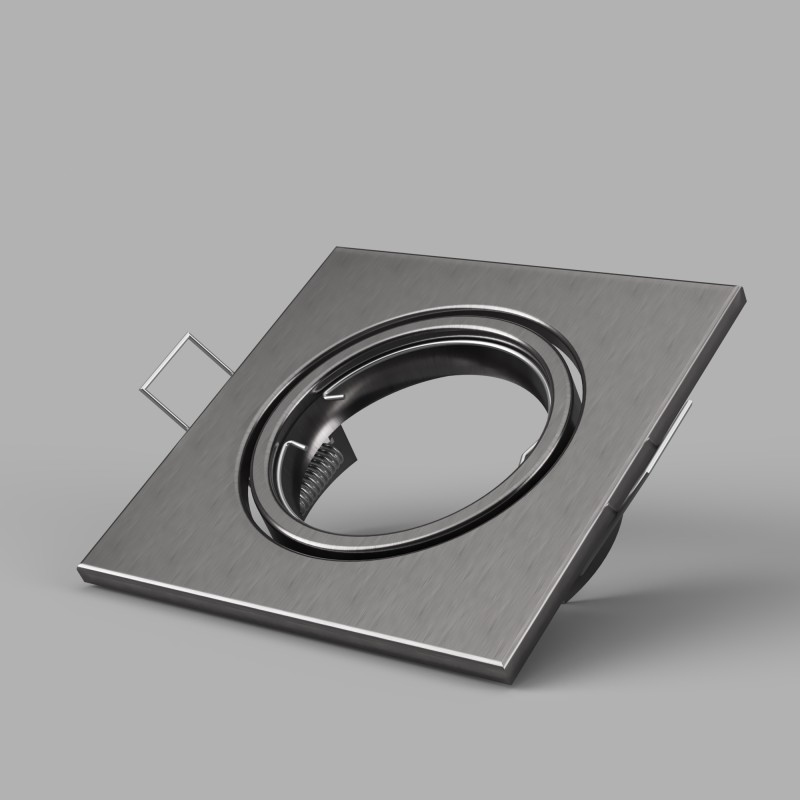PORTAFARETTO IN METALLO  ORIENTABILE PER 1 GU10 QUADRATO 82MM NICHEL