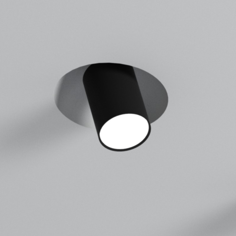 PORTAFARETTO DA INCASSO IN GESSO CERAMICO COMPLETO DI SPOT ORIENTABILE NERO PER 1 GU10 16,6X16,5H6CM MISURA DELLOSPOT8X5,3CM