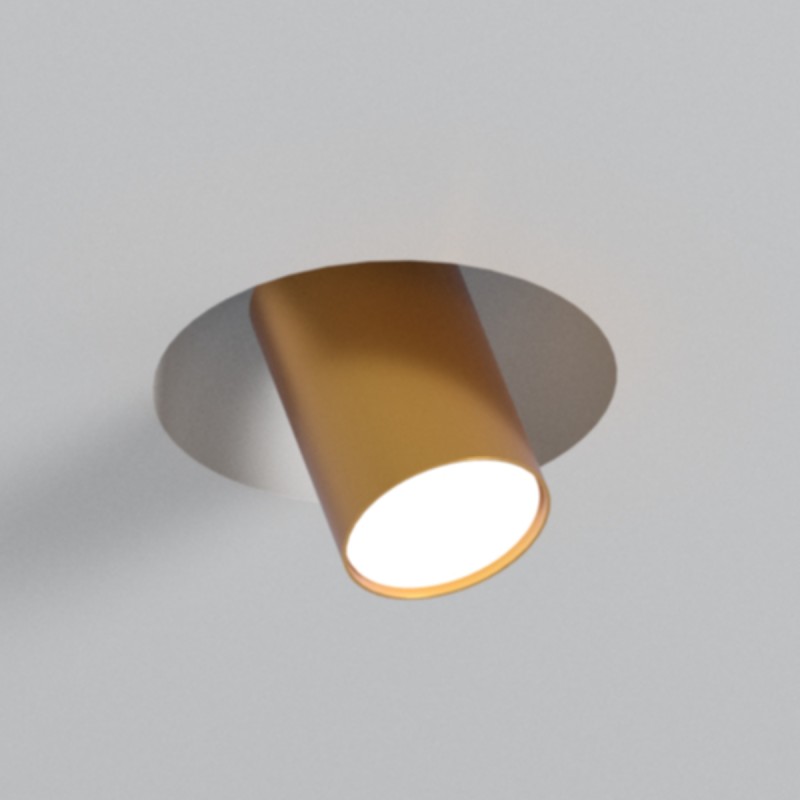 PORTAFARETTO DA INCASSO GESSO CERAMICO COMPLETO DI SPOT ORIENTABILE ORO PER 1 GU10 16,6X16,5H6CM MISURA DELLOSPOT8X5,3CM