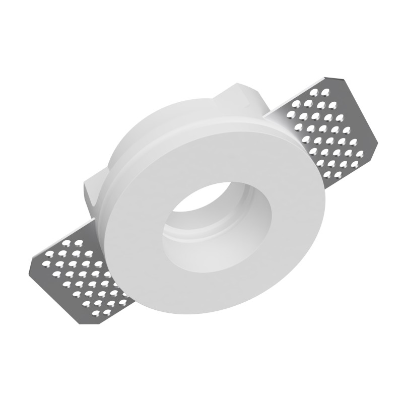 FARETTO DA INCASSO IN GESSO CERAMICO 80MM X  3CM SPORGENZA  COMPLETO DI PORTA LAMPADA GU10 E MOLLA BIANCA