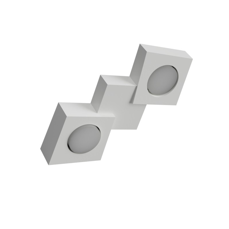 BLOCKING 2 PLAFONE IN GESSO CERAMICO CON LINEA TRAPEZOIDALE  28X28 H6 COMPLETO DI PORTA LAMPADA 2 GX53