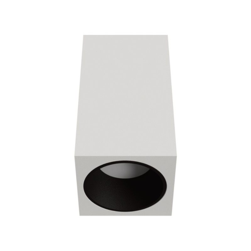 TWIN SHORT-NPLAFONE IN GESSO CERAMICO CON GHIERA NERA A FILO PER 1 GU10 COMPLETO DI PORTALAMPADE E KIT FISSAGGIO 7X7XH13 CM