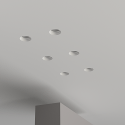 PORTAFARETTO DA INCASSO IN GESSO CERAMICO X 1 GU10 COMPLETO DI PORTALAMPADA E MOLLA FERMAFARETTO LACCATA BIANCA FORO 10CM TONDO