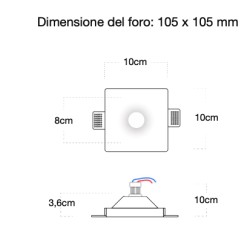 Etna - faretto in gesso da incasso per lampade gu10 con apertura ad angolo smussato