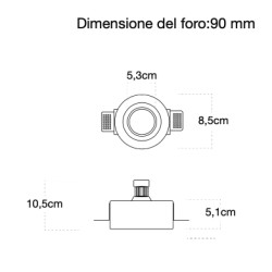 Cylinder - faretto da incasso in gesso per lampade Gu10 8,5x5cm