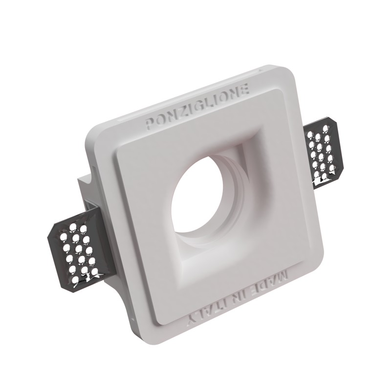 PORTAFARETTO DA INCASSO IN GESSO CERAMICO 12X12 H 8,5 CM COMLETO DI PORTA LAMPADA ANTISHOCK GU10 E MOLLA X BLOCCO BIANCA CON AL