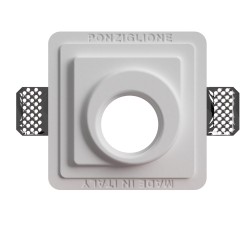 PORTAFARETTO DA INCASSO IN GESSO CERAMICO 12X12H6CM COMPLETO DI PORTALAMPADE GU10 E MOLLA FERMA FARETTO
