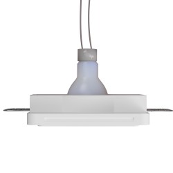 PORTAFARETTO DA INCASSO IN GESSO CERAMICO 12X12 H 8,5 CM COMPLETO DI PORTA LAMPADA ANTISHOCK GU10 E MOLLA X BLOCCO BIANCA