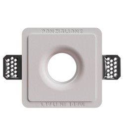 PORTAFARETTO DA INCASSO IN GESSO CERAMICO 12X12 H 8,5 CM COMPLETO DI PORTA LAMPADA ANTISHOCK GU10 E MOLLA X BLOCCO BIANCA