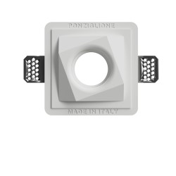 PORTAFARETTO DA INCASSO IN GESSO CERAMICO 13X13 H8,5 CM COMPLETO DI PORTA FARETTO ANTISHOCK GU10 MOLLA DI BLOCCO BIANCA