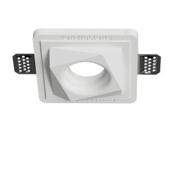 PORTAFARETTO DA INCASSO IN GESSO CERAMICO 13X13 H8,5 CM COMPLETO DI PORTA FARETTO ANTISHOCK GU10 MOLLA DI BLOCCO BIANCA