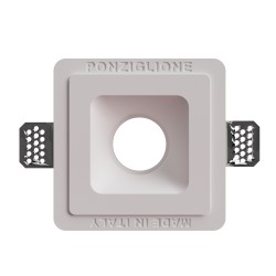POTAFARETTO DA INCASSO IN GESSO CERAMICO 14X14 H12 COMPLETO DI PORTA LAMPADA GU10 ANTISHOCK MOLLA BIANCA ALETTE REGOLABILI