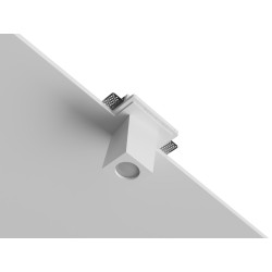 PORTAFARETTO DA INCASSO IN GESSO CERAMICO 14X14 H3,5 DALLA FORMA CUBICA  CON ASSE DISALLINEATO SPORGENZA 12CM COMPLETO DI PORTA