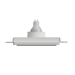 PORTAFARETTO DA INCASSO IN GESSO CERAMICO 18,5X18,5 H10,5CM COMPLETO DI PORTA LAMPADA ANTISHOCK GU10 E MOLLA X BLOCCO BIANCA