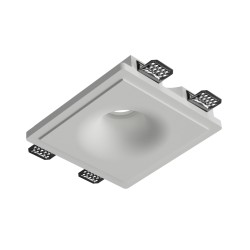PORTAFARETTO DA INCASSO IN GESSO CERAMICO 18,5X18,5 H10,5CM COMPLETO DI PORTA LAMPADA ANTISHOCK GU10 E MOLLA X BLOCCO BIANCA