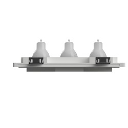 PORTAFARETTO DA INCASSO IN GESSO CERAMICO 22X29,5 H 4 CM COMPLETO DI PORTA LAMPADA ANTISHOCK 3 GU10 MOLLA DI BLOCCO BIANCA CON