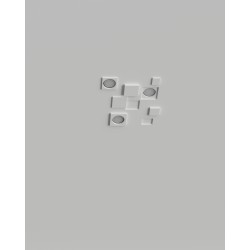 PORTAFARETTO DA INCASSO IN GESSO CERAMICO 34X34 H9 COMPLETO DI PORTA LAMPADA ANTISHOCK 3 GU10 E MOLLE DI BLOCCO BIANCA