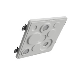 PORTAFARETTO DA INCASSO IN GESSO CERAMICO 34X34 H9 COMPLETO DI PORTA LAMPADA ANTISHOCK 3 GU10 E MOLLA X BLOCCO BIANCA