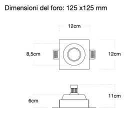 PORTAFARETTO DA INCASSO IN GESSO CERAMICO PER 1 GU10 FORO 12X12 PROFONDITA' 11CM